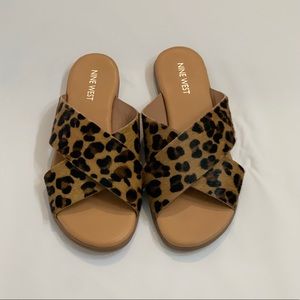 Nine West Leopard Criss Cross Sandals (new without tags)